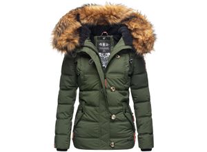 4059072418585 - NAVAHOO Damen Stylische Winterjacke Steppjacke mit Kunstpelz Kapuze Zoja