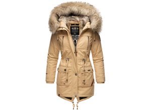 4059072420472 - NAVAHOO Damen stylischer Wintermantel Baumwollparka mit Kunstfell-Kapuze Honigfee