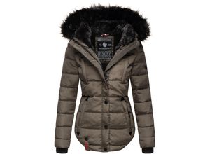 4059072430549 - MARIKOO Damen Designer Steppjacke Winter Jacke mit edler Kunstpelz Kapuze Lotusblüte