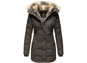 4059072430938 - MARIKOO Damen stylischer Wintermantel Steppmantel mit Kunstpelz-Kapuze Lieblings Jacke