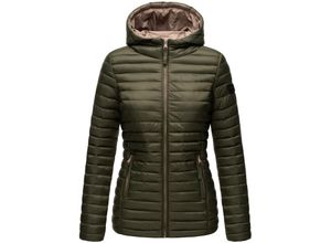 4059072440685 - MARIKOO Damen Steppjacke Übergangsjacke mit kontrastfarbendem Reißverschluss Asraa