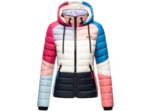 4059072446649 - NAVAHOO Damen Steppjacke leichte Übergangsjacke mit Kapuze im Colourblocking Stil Lulana Multikulti