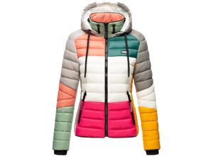 4059072446700 - NAVAHOO Damen Steppjacke leichte Übergangsjacke mit Kapuze im Colourblocking Stil Lulana Multikulti