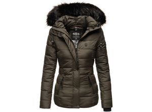 4059072446991 - NAVAHOO Damen Modische Winterjacke Steppjacke mit Kunstpelz Kapuze Zuckerbiene