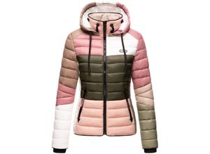4059072447639 - NAVAHOO Damen Steppjacke leichte Übergangsjacke mit Kapuze im Colourblocking Stil Lulana Multikulti