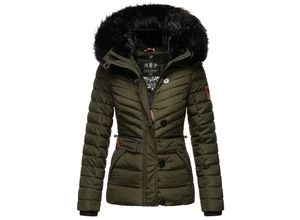 4059072460799 - NAVAHOO Damen Winterjacke Warm gefütterte Steppjacke mit Kunstfell-Kapuze Wisteriaa