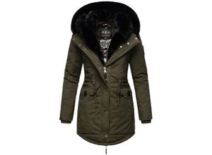 4059072754591 - NAVAHOO Damen Wintermantel Winterparka Gefüttert mit 2 Kunstpelz-Kapuzen Sweety Deluxe