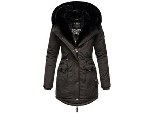 4059072754744 - NAVAHOO Damen Wintermantel Winterparka Gefüttert mit 2 Kunstpelz-Kapuzen Sweety Deluxe