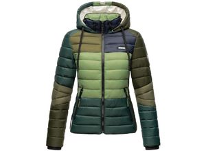 4059072819115 - NAVAHOO Damen Steppjacke leichte Übergangsjacke mit Kapuze im Colourblocking Stil Lulana Multikulti