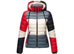 4059072819160 - NAVAHOO Damen Steppjacke leichte Übergangsjacke mit Kapuze im Colourblocking Stil Lulana Multikulti