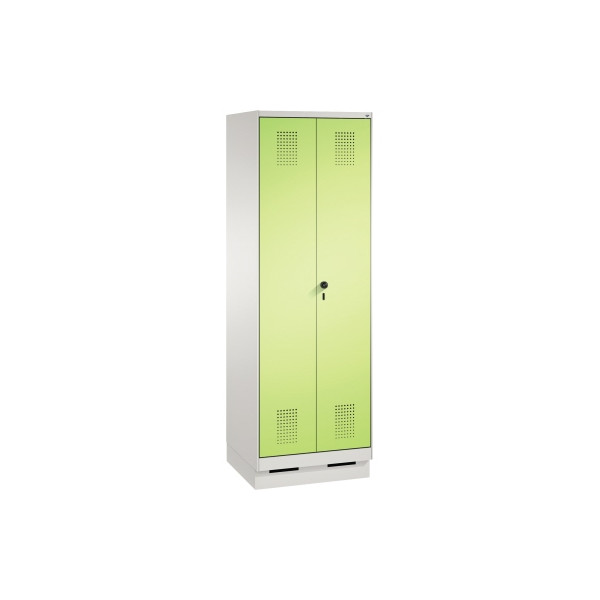 4059096016118 - EVOLO Garderobenschrank zueinander schlagende Türen 2 Abteile Abteilbreite 300 mm mit Sockel lichtgrau   viridingrün 4059096016118 - EVOLO Garderobenschrank zueinander schlagende Türen 2 Abteile Abteilbreite 300 mm mit Sockel lichtgrau   viridingrün