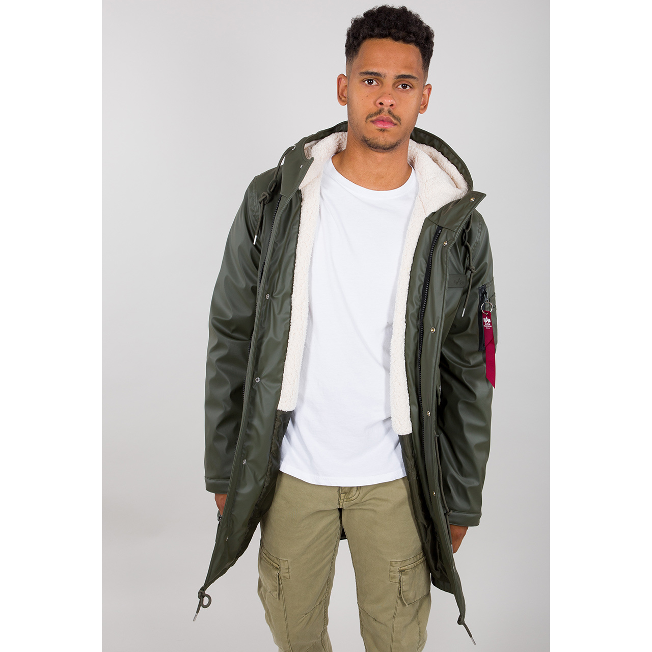 4059146344116 - ALPHA INDUSTRIES Parka Herren Mikrofaser grün Uni & Uninah