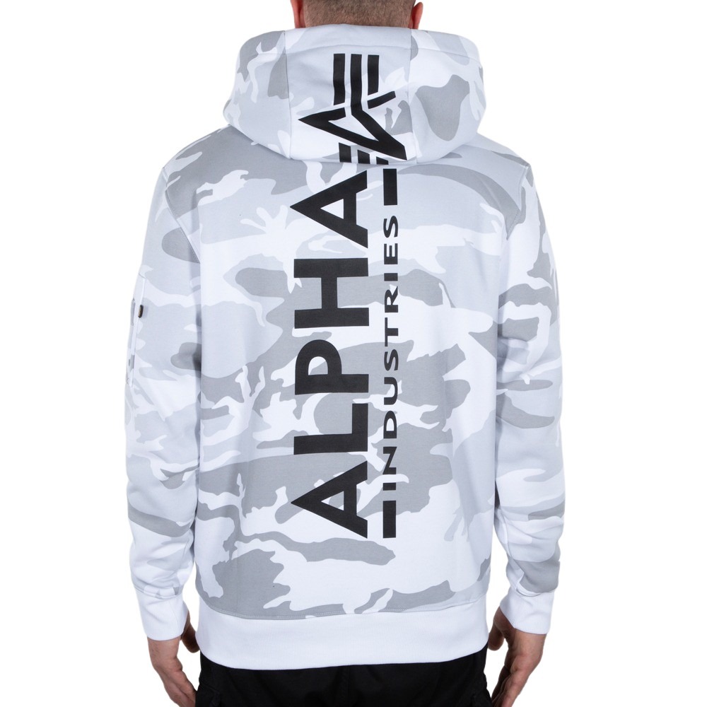 4059146457472 - Alpha Industries Back Print Hoodie Vintage Kapuzenpullover weiß in M