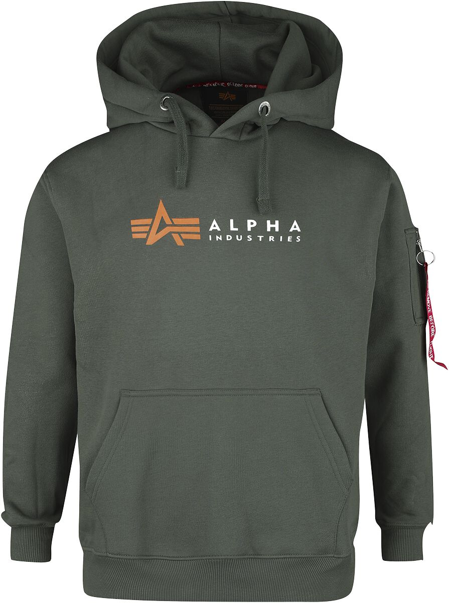 4059146466412 - Alpha Industries Alpha Label Hoody Kapuzenpullover oliv in M