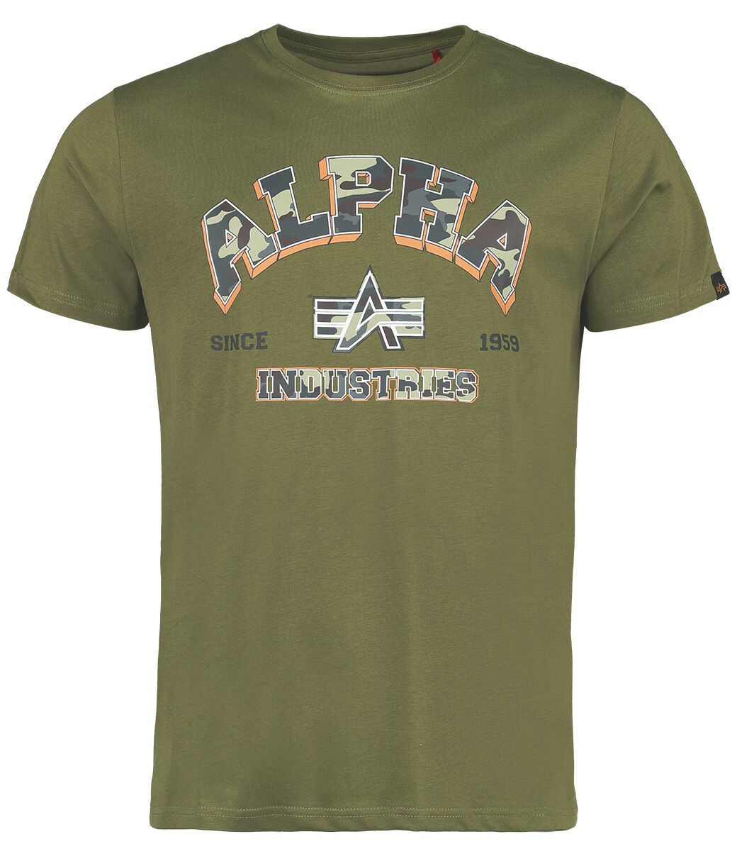 4059146743339 - Alpha Industries College Camo T T-Shirt grün in M
