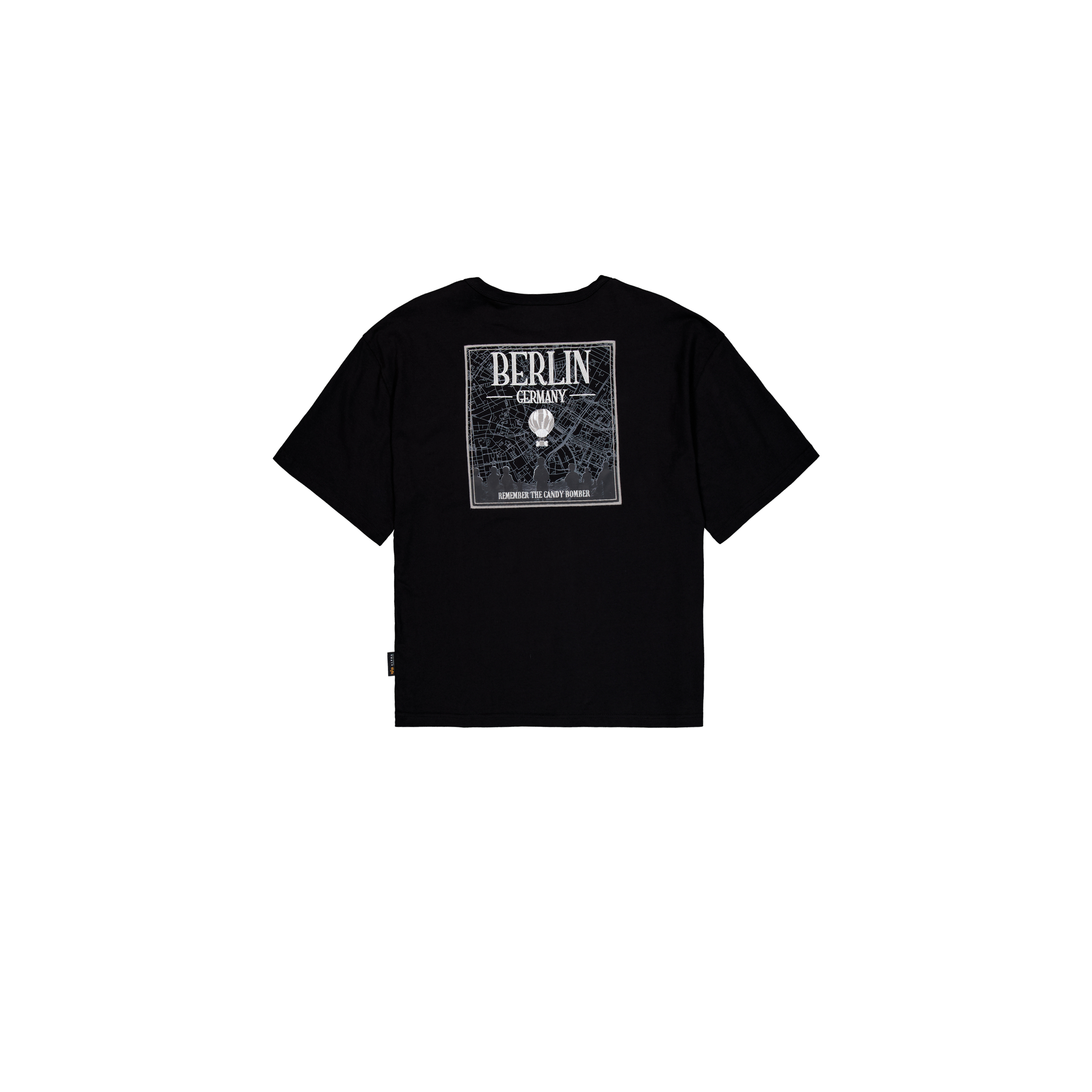 4059146782550 - T-Shirt mit Druck auf dem Rücken Alpha Industries Berlin Candy Bomber 4059146782550 - T-Shirt mit Druck auf dem Rücken Alpha Industries Berlin Candy Bomber