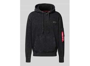 4059146887491 - Alpha Industries Back Print Hoodie Vintage Kapuzenpullover schwarz in XL