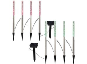 4059157000964 - Etc-shop - 8x led Steck Garten Leuchte Farbwechsler Edelstahl Solar Lampe Außenbereich