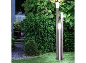 4059157003781 - Etc-shop - led Stehleuchte Außen groß Wegeleuchten Außen Edelstahl Gartenleuchte 170 cm  3 silberne Säulen3x 11W 3x 1055lm warmweiß d 28 cm