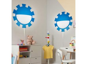 4059157004153 - Etc-shop - Kinderzimmerleuchte Spielzimmerlampe Wandleuchte Wandlampe Kinderleuchte Stahl Glas weiß blau 1x E27Fassung DxH 35x8cm 2er Set