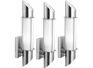 4059157005327 - Wandleuchte Außen Wandlampe Garten Edelstahl Fassadenleuchte Wand Hauseingang silber opal 1x led 4W 320Lm warmweiß LxBxH 102x13x498 cm 3er Set 4059157005327 - Wandleuchte Außen Wandlampe Garten Edelstahl Fassadenleuchte Wand Hauseingang silber opal 1x led 4W 320Lm warmweiß LxBxH 102x13x498 cm 3er Set