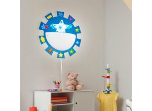 4059157006928 - Etc-shop - Kinderzimmerleuchte Spielzimmerlampe Wandleuchte Wandlampe Kinderleuchte Sterne Sticker Stahl Glas weiß blau 1x E27 Fassung DxH 35x8cm