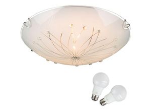 4059157013025 - Etc-shop - Decken Leuchte Wohn Raum Lampe Kristall Muster Blume im Set inklusive led Leuchtmittel