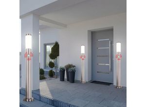 4059157019331 - Etc-shop - 3er Set Außen Stand Leuchte Balkon Hof Edelstahl Strahler Bewegungsmelder IP44