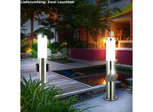 4059157020580 - Etc-shop - 2er Set Steh Leuchten Edelstahl Park Garten Strahler IP44 2x Steckdose im Set inklusive led Leuchtmittel