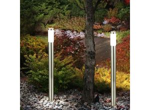 4059157021945 - Etc-shop - 2er Set Steh Lampe Garten Park Strahler Stand Leuchte Edelstahl im Set inklusive led Leuchtmittel