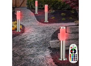 4059157022577 - 4x Außen Stehlampen Garten Wegelampe Edelstahl Sockelleuchte Farbwechsler Gartenlampe Stehleuchte E27 RGB LED 45x76cm