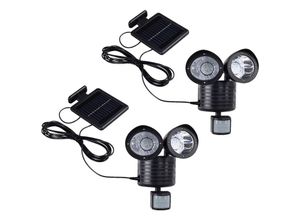 4059157027442 - Etc-shop - 2er Set led Solar Wand Lampen Sensor Strahler Außen Park Leuchten schwarz IP44