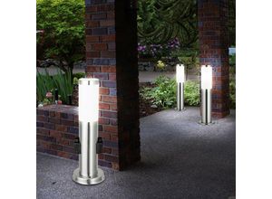 4059157030978 - Etc-shop - 3er Set Steh Leuchten Außen Steckdosen Edelstahl Stand Lampen im Set inklusive led Leuchtmittel