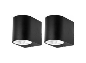 4059157031227 - Etc-shop - 2er Set Außen Wand Leuchten schwarz Haus Tür Alu Strahler GU10 Veranda Down Lampen