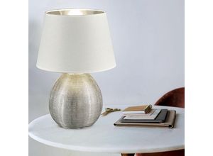 4059157032682 - Etc-shop - Textil Tisch Leuchte silber weiß Wohn Zimmer Tischlampe Steh Lampe im Set inkl led Leuchtmittel