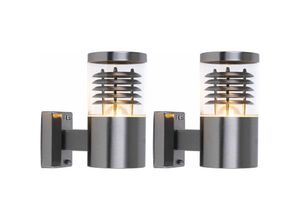 4059157033344 - Wandleuchte Außen Fassadenleuchte Edelstahl Gartenlampe Außenleuchte silber 1x E27 BxH 10x21 cm 2er Set