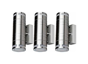 4059157035959 - 3er Set LED Wand Lampen Garten Up Down Strahler Beleuchtung Edelstahl Fassaden Leuchten IP44 Spots