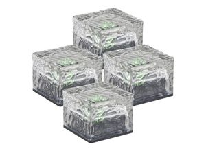 4059157039254 - Etc-shop - 4er Set rgb led Solar Leuchten Farbwechsel bunt Eis Würfel Glas geeist Außen Beleuchtungen