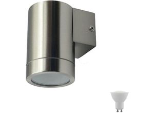 4059157040243 - Etc-shop - Außen Leuchte Fassaden Wand Lampe Terrassen Down Strahler Edelstahl im Set inkl led Leuchtmittel