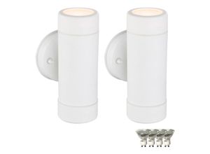 4059157041516 - Etc-shop - 2er Set Wand Lampen weiß Fassadenleuchte Up Down Außen Strahler GU10 im Set inkl led Leuchtmittel