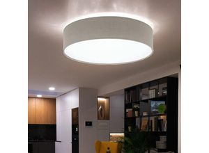 4059157044395 - Etc-shop - Deckenleuchte Textilschirm Wohnzimmerleuchte Decke Deckenlampe taupe weiß Metall 1x led 11W 1055Lm warmweiß DxH 38x10 cm