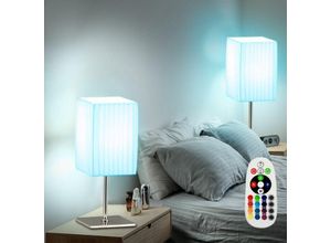 4059157046627 - Etc-shop - 2er Set Tisch Lampen Dimmer Fernbedienung Textil Lese Leuchten im Set inklusive rgb led Leuchtmittel