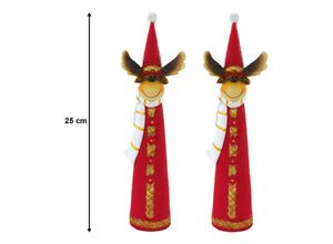 4059157046818 - 2er Set Stand Figuren Rentiere Schal Advents Zeit Weihnachten rot weiß gold braun Strick Dekorationen