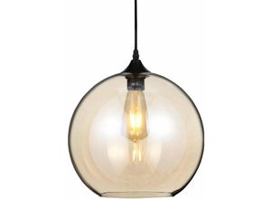 4059157047297 - Etc-shop - Retro Hänge Pendel Leuchte Gästezimmer Decken Lampe Amber Glas Kugel im Set inkl led Leuchtmittel 7 Watt