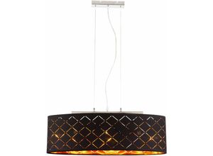 4059157051072 - Deckenleuchte led Pendellampe Esszimmer hängend schwarz gold Hängelampe Esstisch 3 Flammig Stanzungen Metall Textil 3x led 7W 806Lm 2700K LxBxH