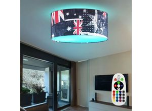 4059157052505 - Etc-shop - Union Jack Decken Lampe Büro Flaggen Leuchte Dimmer Fernbedienung im Set inkl rgb led Leuchtmittel