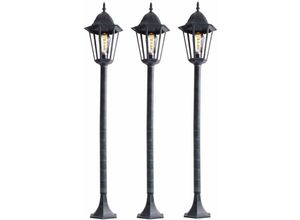 4059157053120 - Etc-shop - 3er Set led Außen Lampen Garten Weg Beleuchtung alu Steh Laternen Veranda Glas Leuchten schwarz