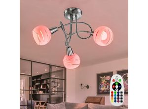 4059157053342 - Etc-shop - Decken Leuchte Esszimmer Rondell Lampe Fernbedienung silber Dimmer im Set inkl rgb led Leuchtmittel