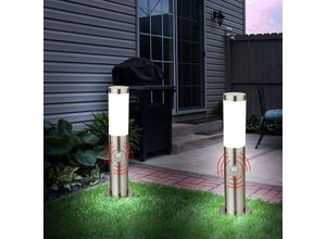 4059157053649 - Etc-shop - 2x led Außen Bereich Steh Lampen Garten Strahler Bewegunsgmelder Edelstahl Lampe