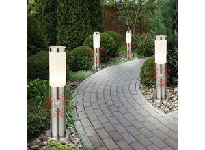 4059157053878 - Etc-shop - Stehlampe Gartenleuchte Edelstahl Wegeleuchte Außenleuchte mit Bewegungsmelder silber 1x E27 DxH 127x45 cm 4er Set